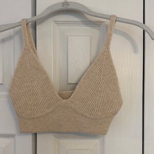 Jonathan Simkhai Ribbed Knit Crop Top in Beige